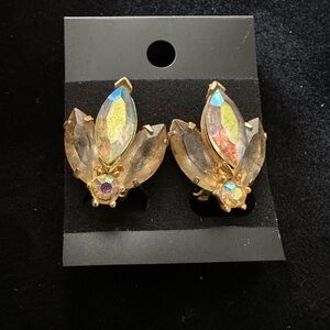 Gold and Multicolor Crystal Earrings